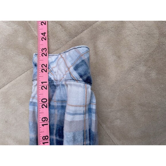 Cloth & Stone Anthropologie Plaid Button Front Shirt Women’s M Blue Cotton Soft - Picture 11 of 15